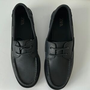 Zara Men's Classic Leather Black Deck Shoes